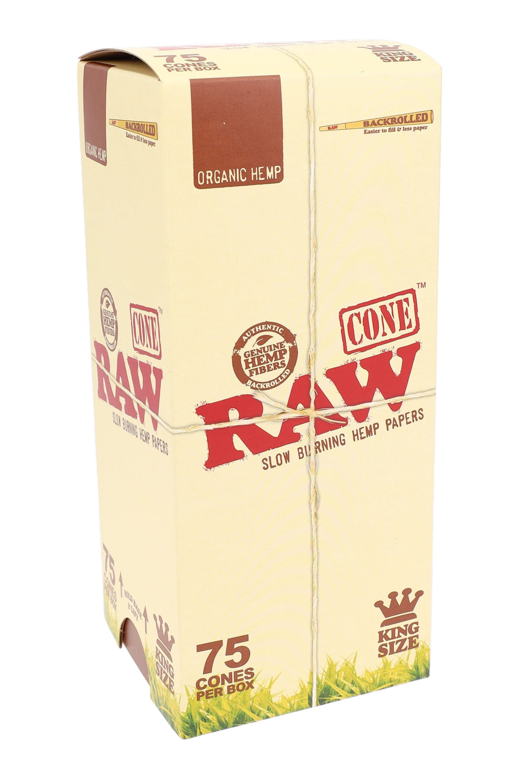 RAW Organic King Size Pre-Rolled Cones – 75-Count Box