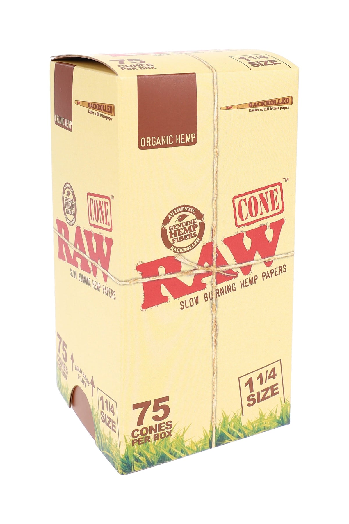 RAW Organic 1¼ Pre-Rolled Cones – 75 Count Box