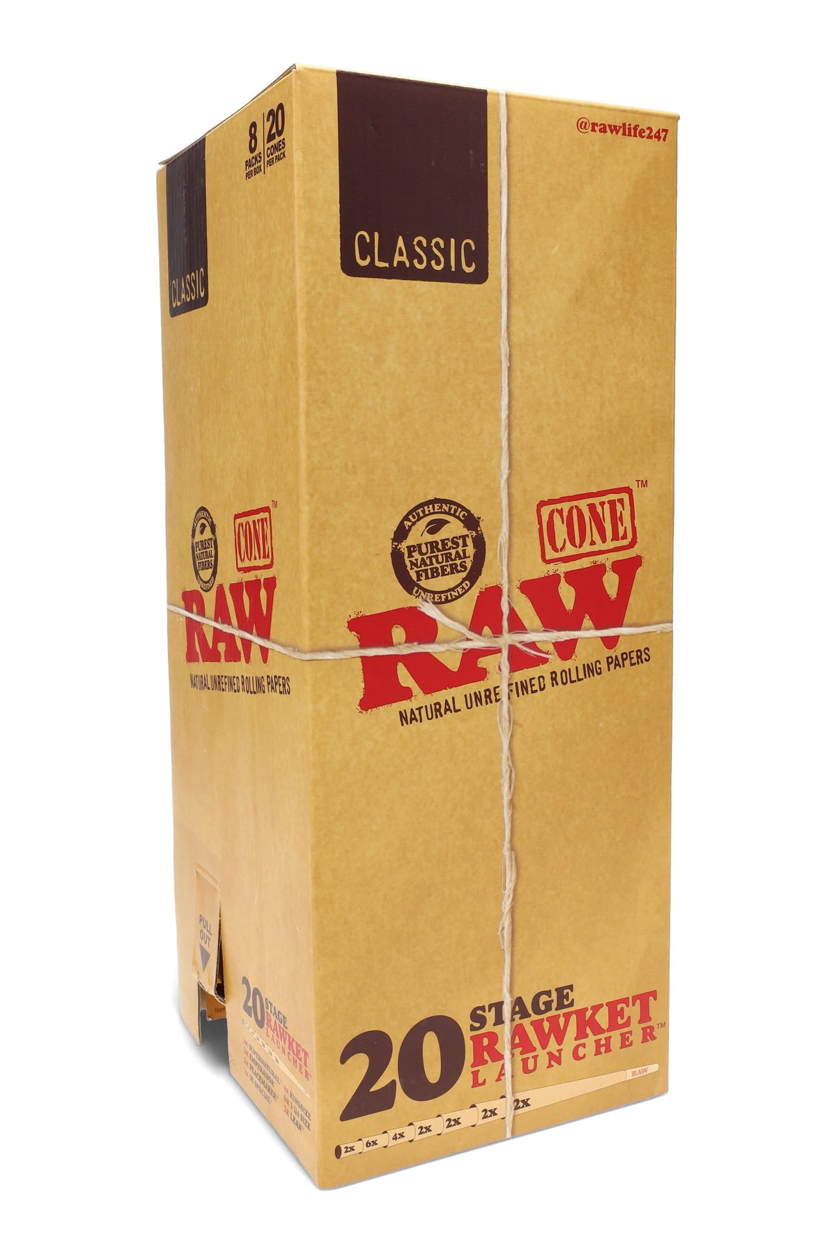 RAW “20 Stage RAWket Launcher” Classic Cones Display – 8 Packs