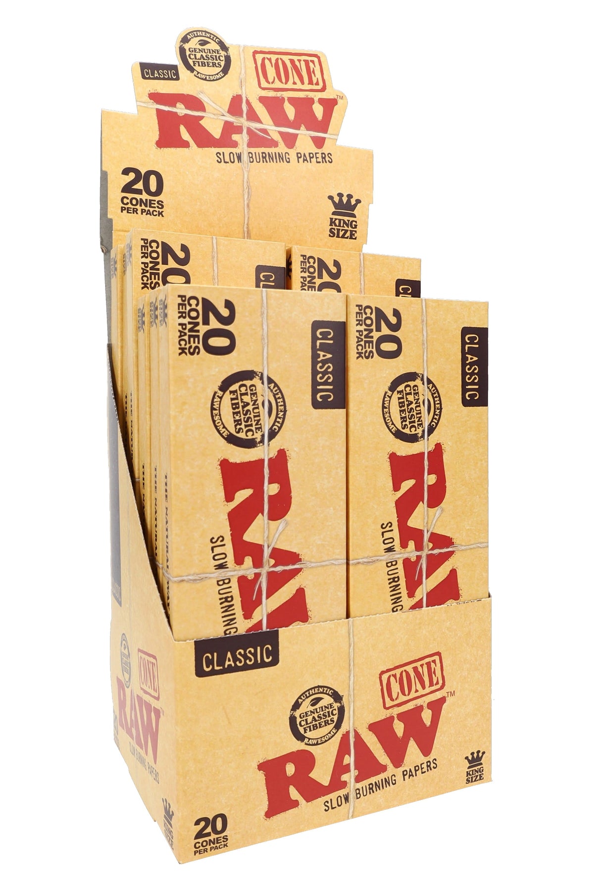 RAW Classic Pre-Rolled King Size Cones – 20/Pack – 12-Count Display