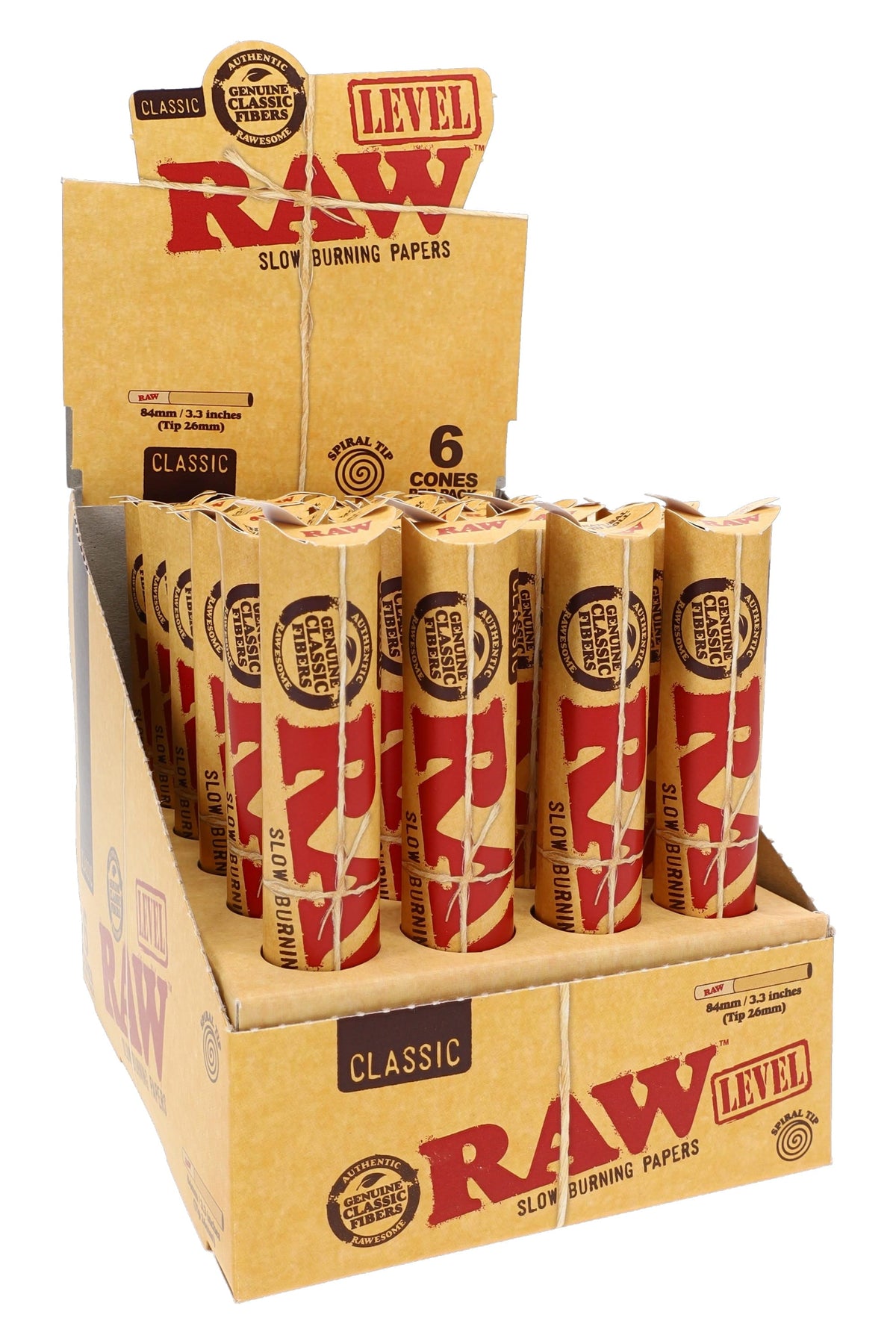 RAW Classic Level Cones – 6/Pack – 24-Count Display