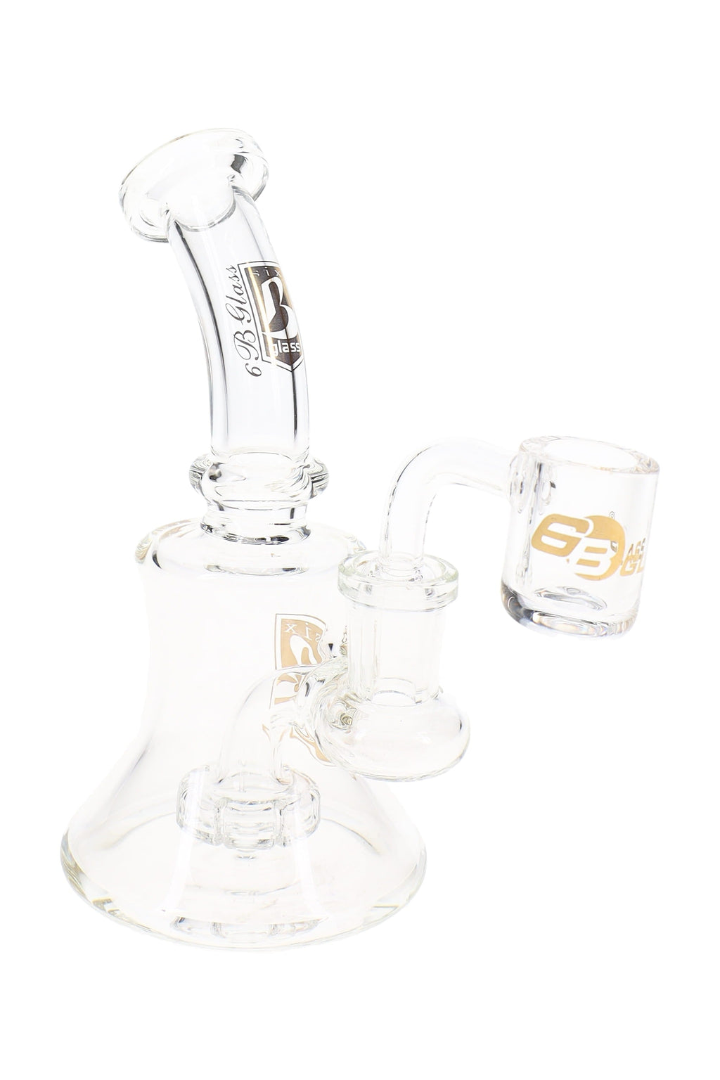 6B Glass Clear Stemless Dab Rig – Showerhead Perc – 5½″