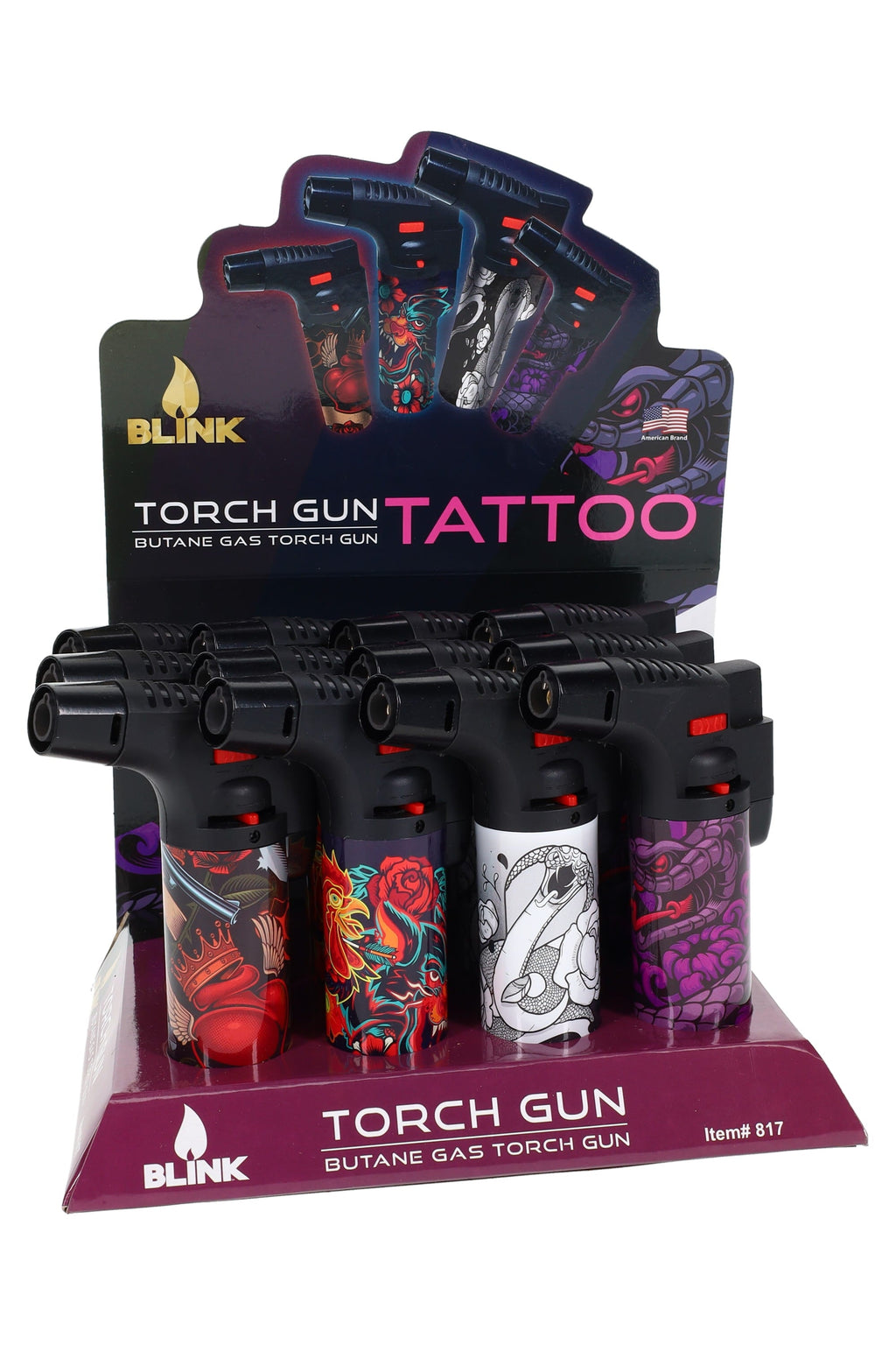 Blink Tattoo Torch Gun Lighters – 12-Count Display