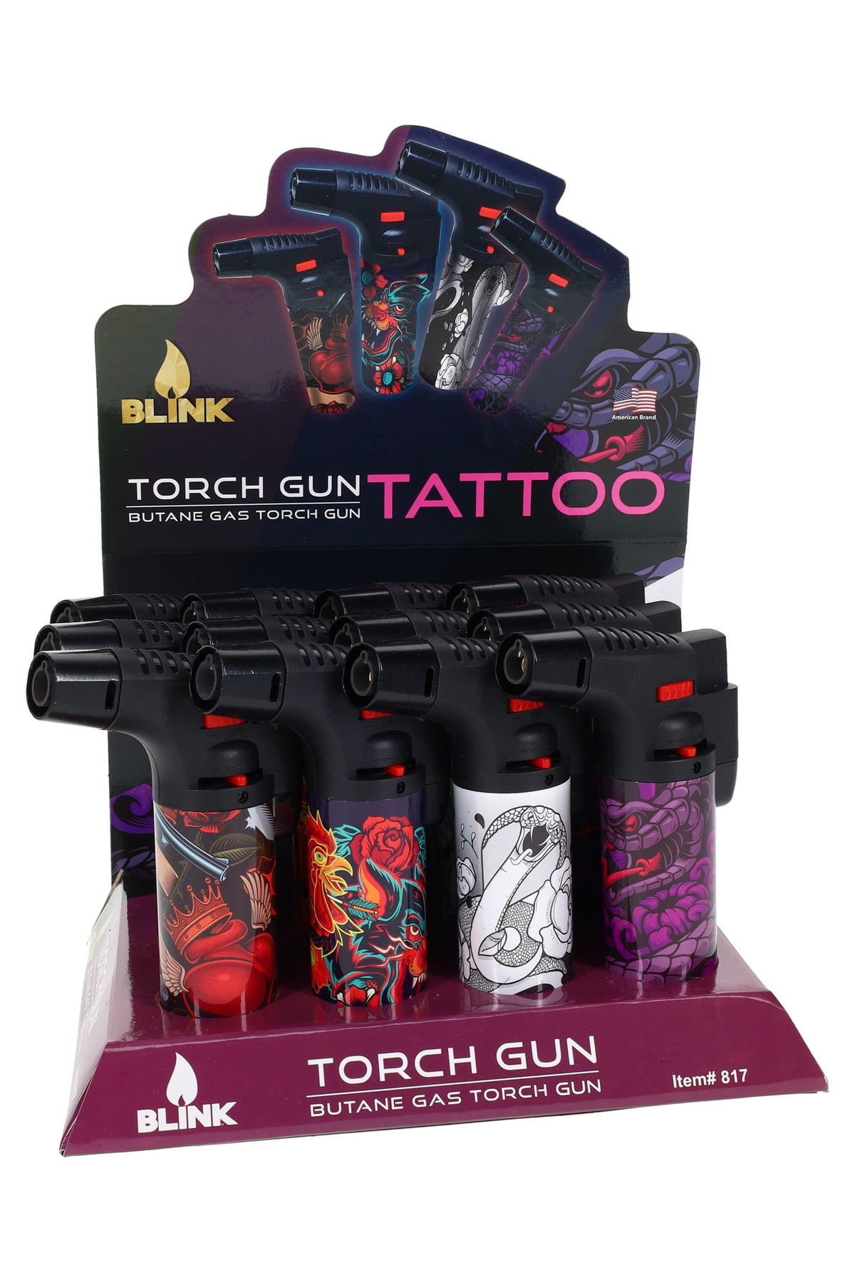 Blink Tattoo Torch Gun Lighters – 12-Count Display