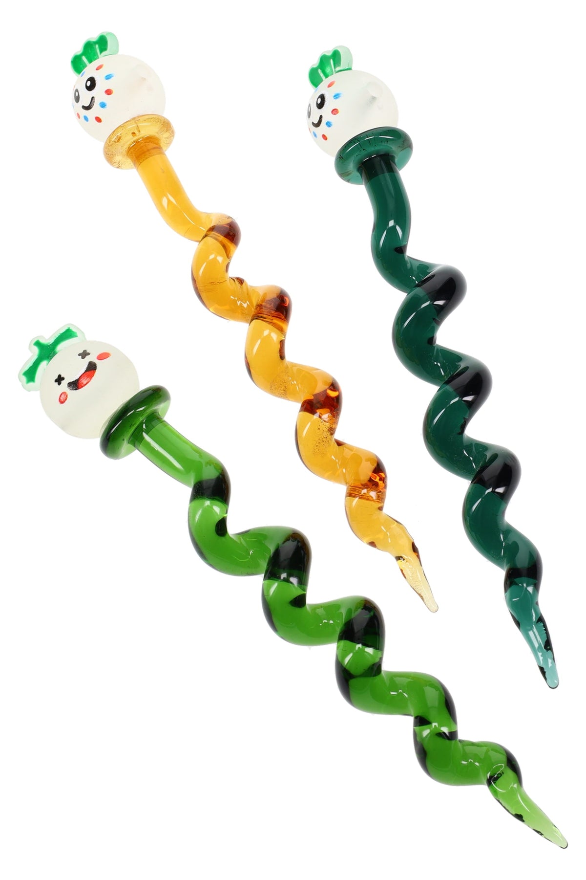 (Assorted Colors) Twisted Smiley Glass Dab Tool – 6″