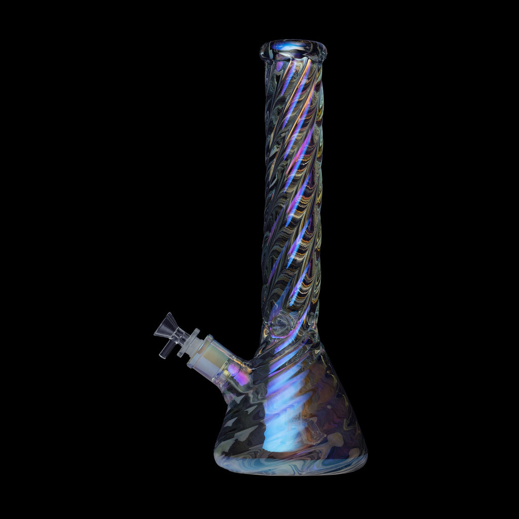 Human Grade Twisted Iridescent Beaker Water Pipe